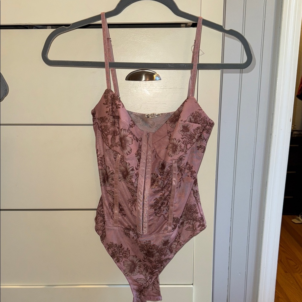Free People Pink Floral Bodysuit